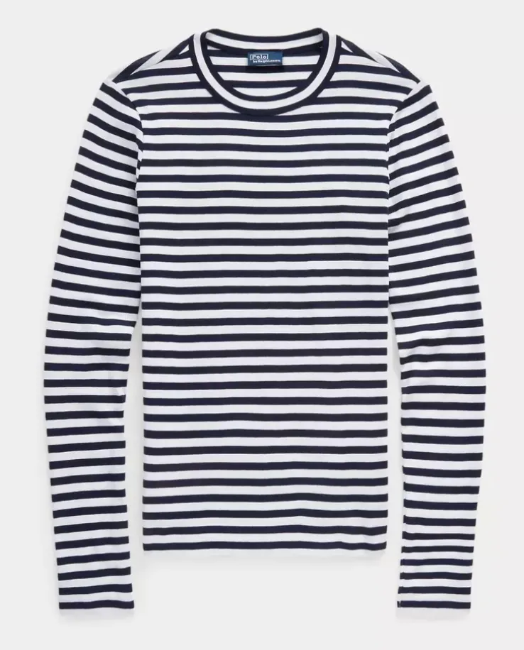 Bawełniana bluzka w paski Slim Fit