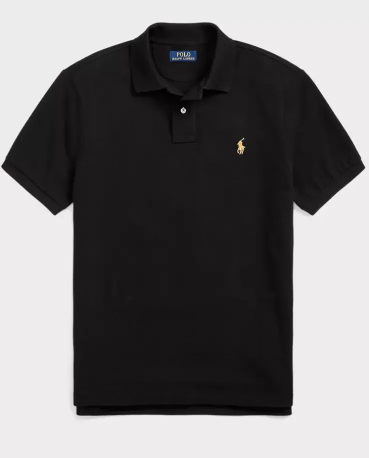 Bawełniana czarna koszulka polo Custom Slim Fit