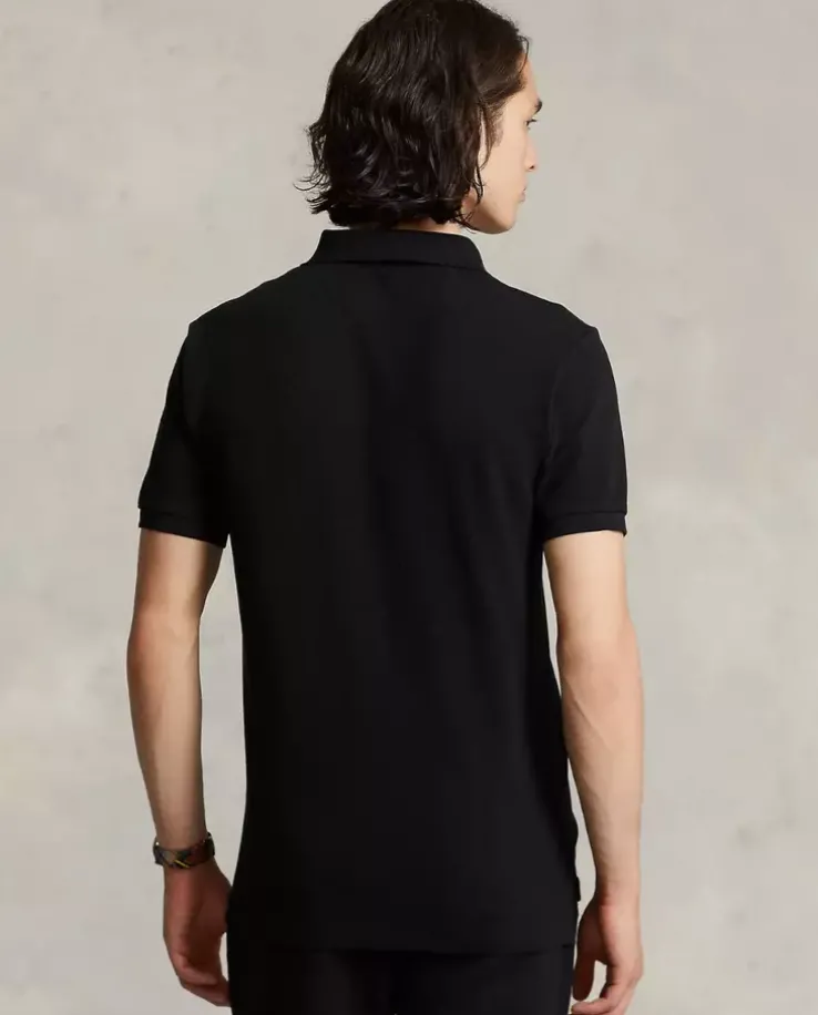 Bawełniana czarna koszulka polo Custom Slim Fit