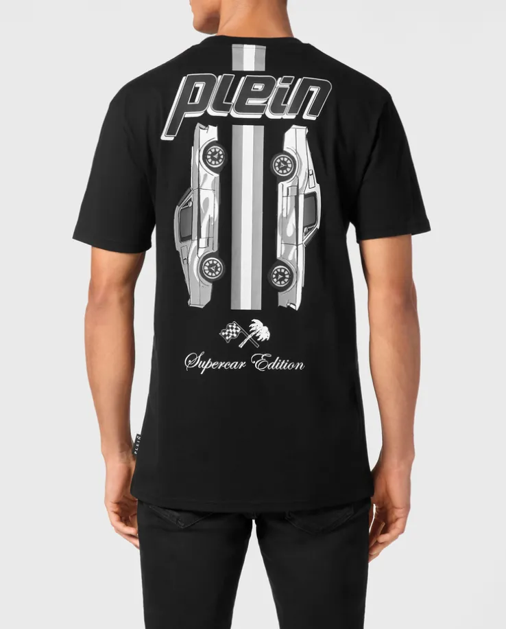Bawełniany t-shirt z nadrukiem samochodu