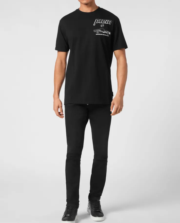 Bawełniany t-shirt z nadrukiem samochodu
