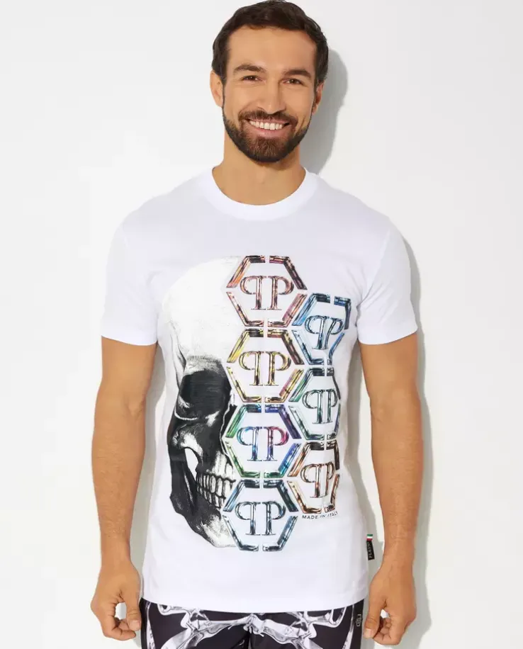Bawełniany t-shirt z nadrukiem Skull&Plein