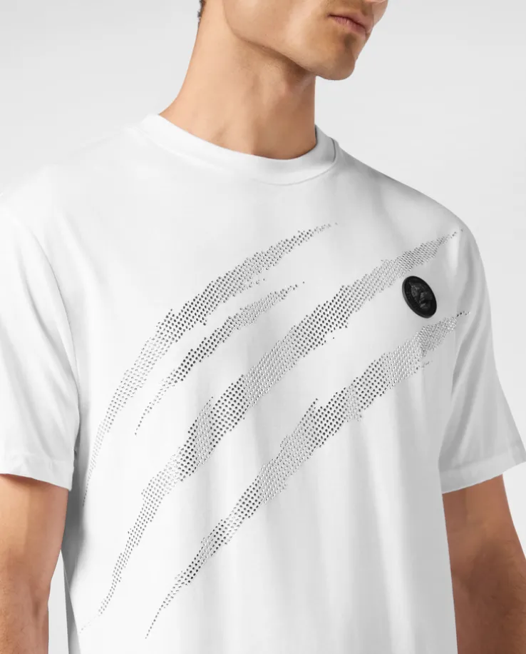 Bawełniany t-shirt ze srebrnym logo