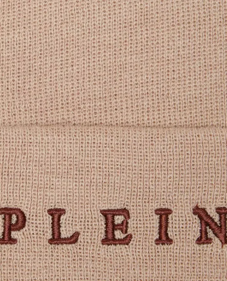 Beżowa czapka beanie z logo