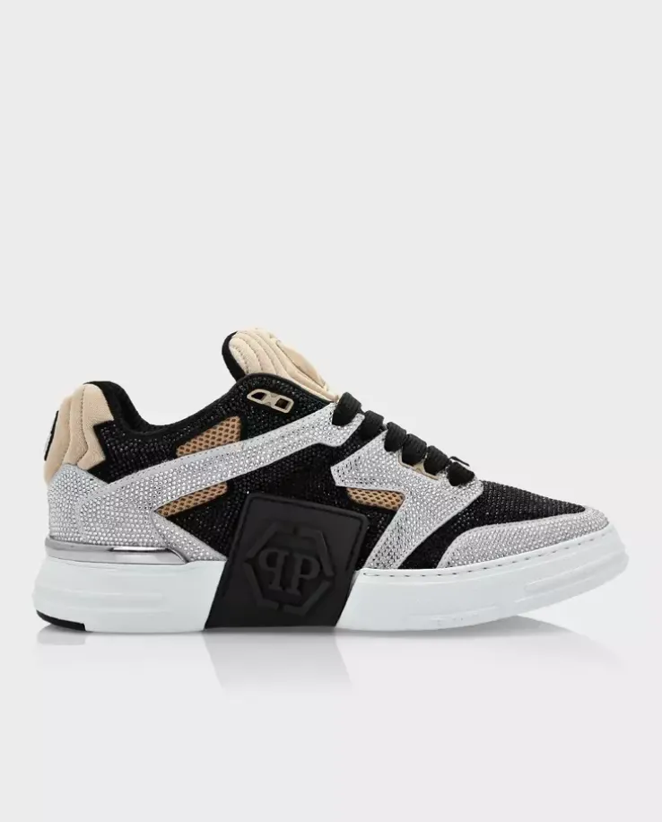 Beżowe sneakersy Lo-Top ozdobione kryształkami