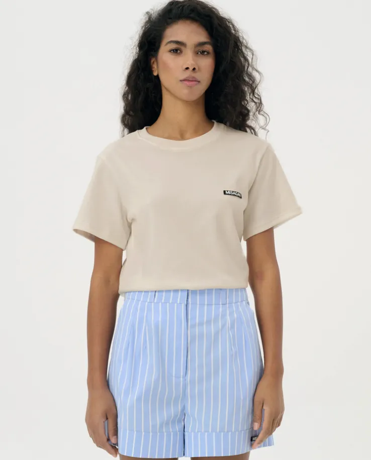 Beżowy t-shirt z logo Horizon