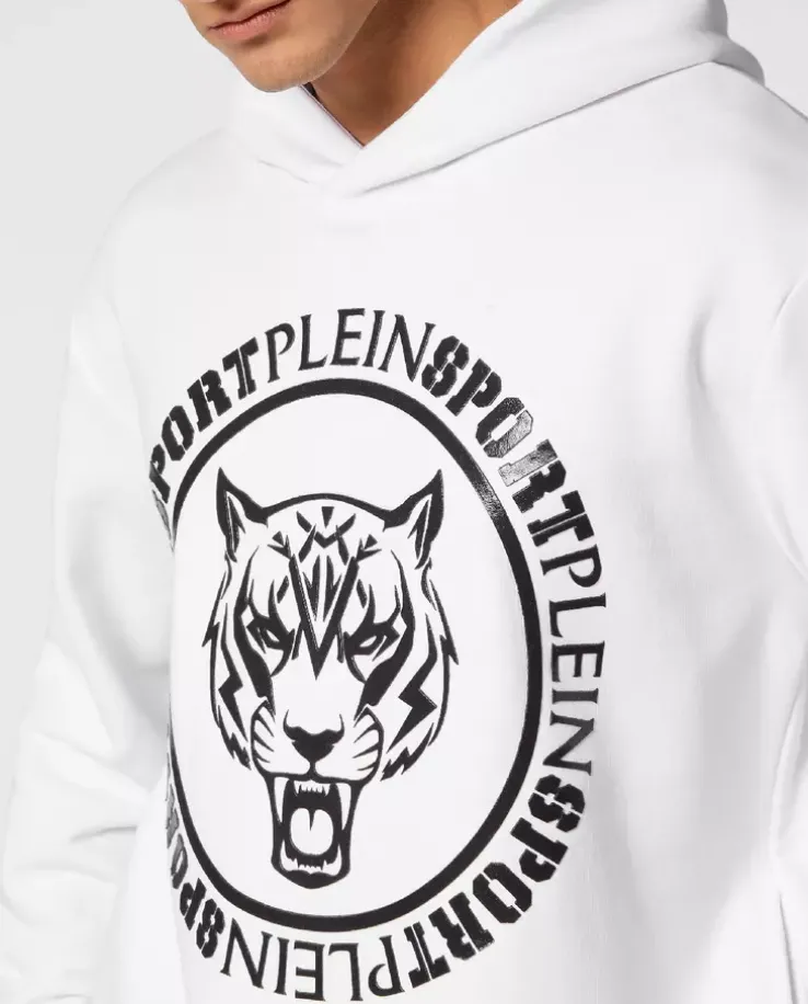 Biała bluza z kapturem Carbon Tiger