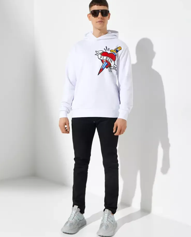 Biała bluza z kapturem z grafiką Love