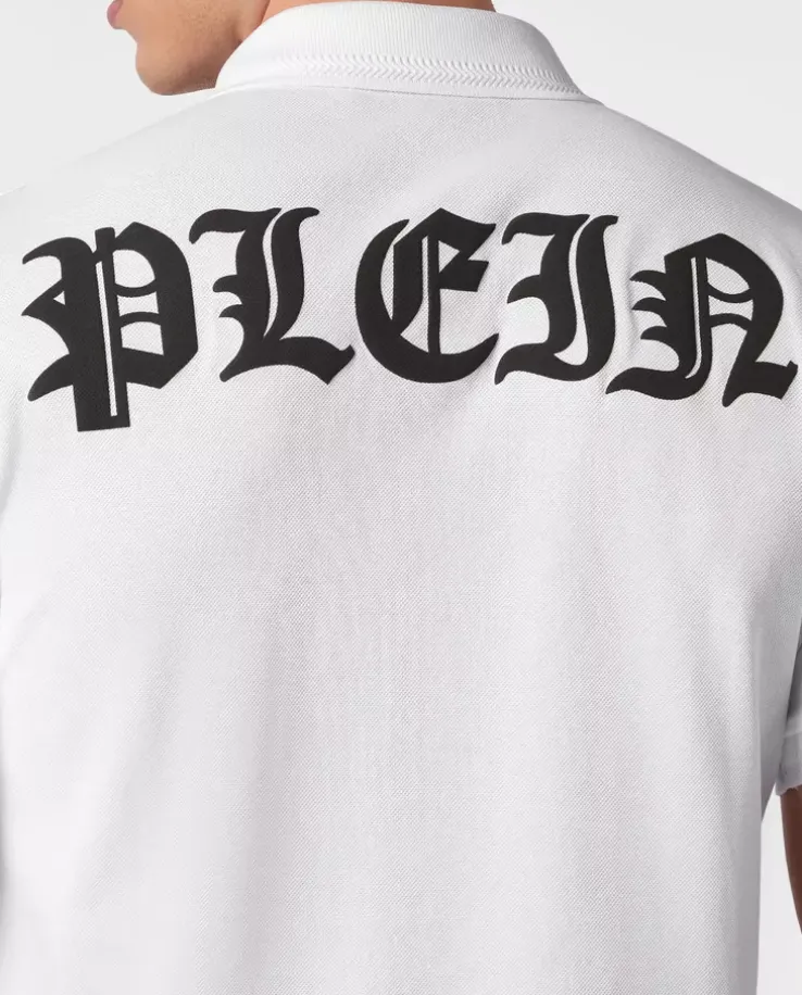 Biała koszulka polo z logo Gothic