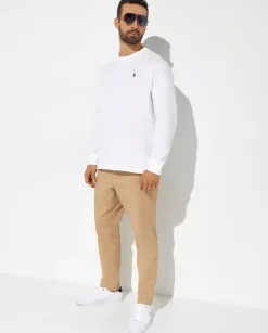 Biała koszulka z długim rękawem Classic Fit