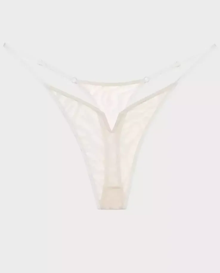 Białe stringi z welurowym printem Kylie