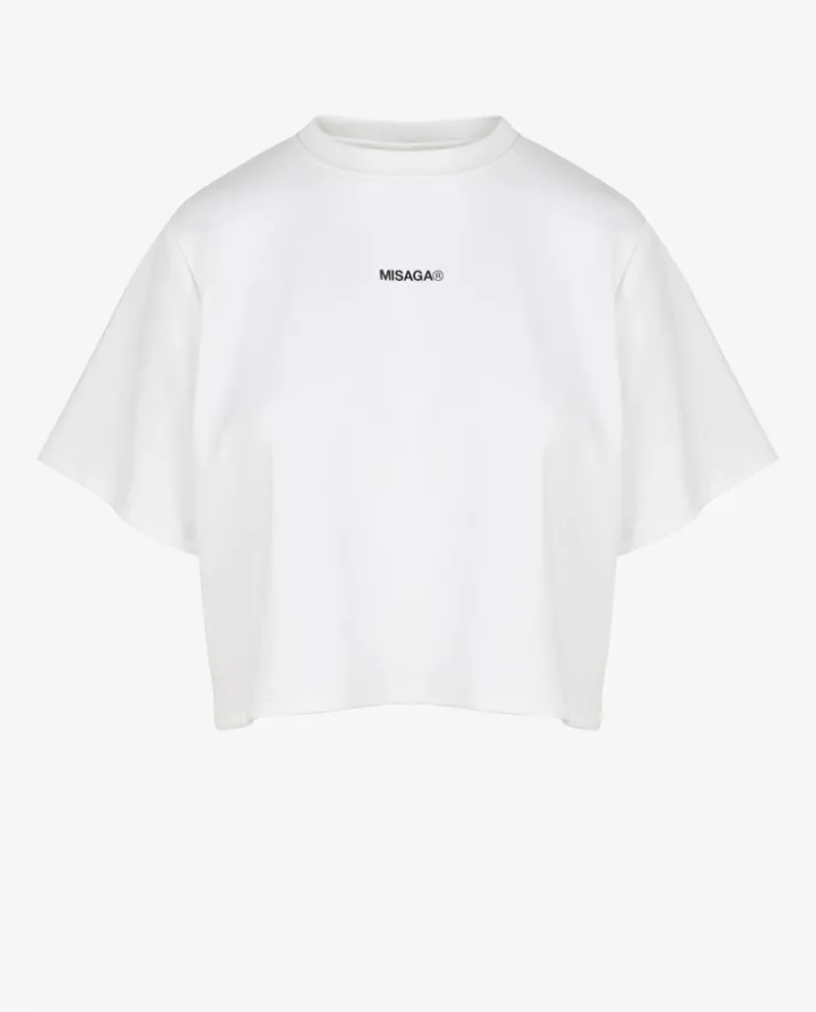 Biały krótki t-shirt z nadrukiem DASR