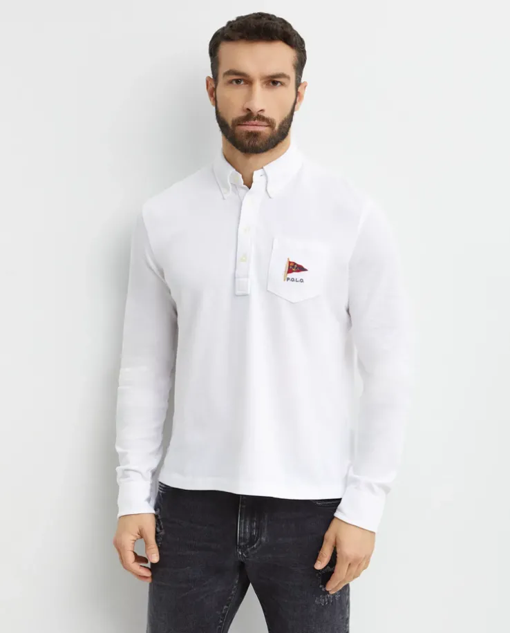 Biały longsleeve Straight Fit