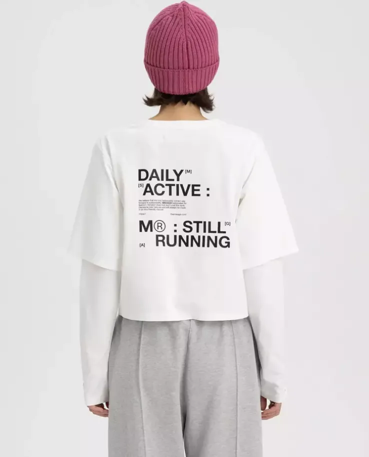 Biały longsleeve z nadrukiem Still
