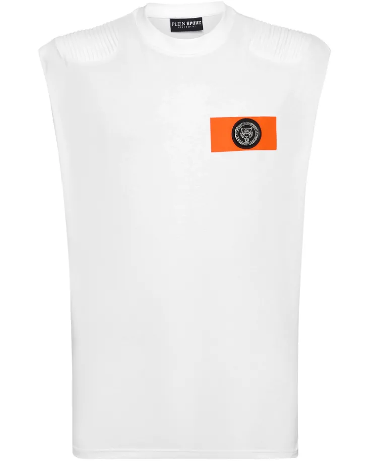 Biały tank top z logo