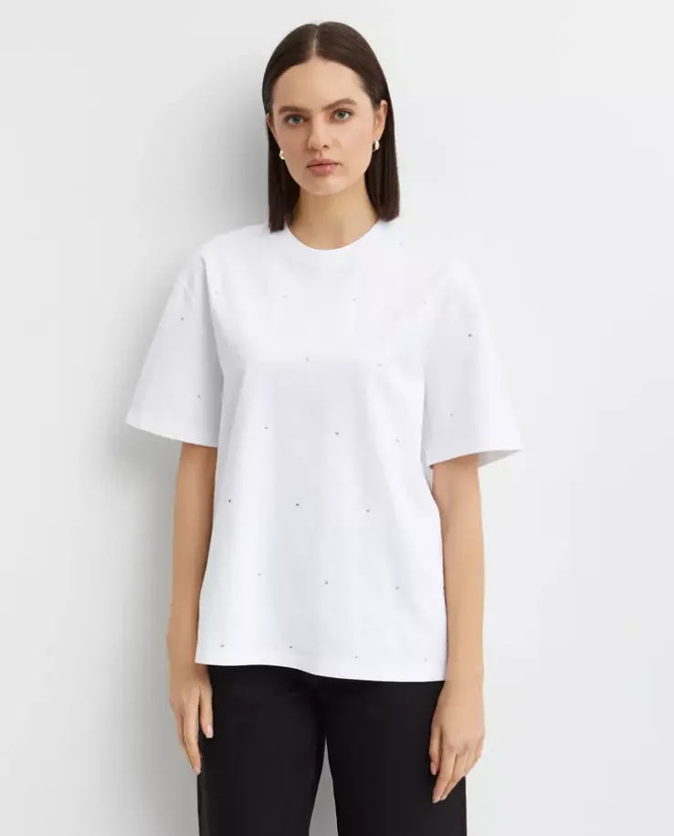 Biały t-shirt z cyrkoniami