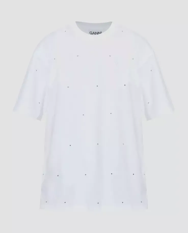 Biały t-shirt z cyrkoniami
