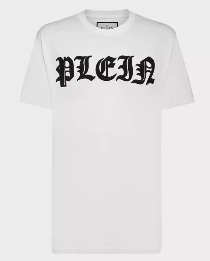 Biały t-shirt z gotyckim logo