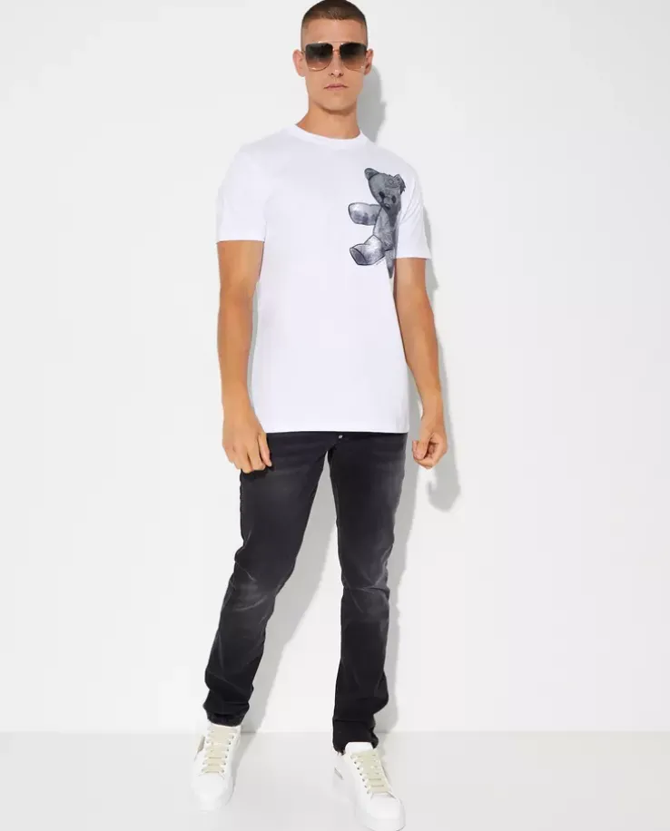 Biały t-shirt z grafiką Paisley Teddy Bear