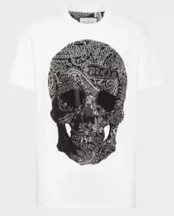Biały t-shirt z grafiką SS Paisley Strass