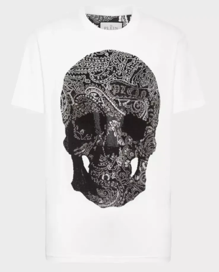 Biały t-shirt z grafiką SS Paisley Strass