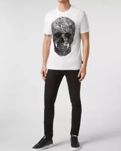 Biały t-shirt z grafiką SS Paisley Strass