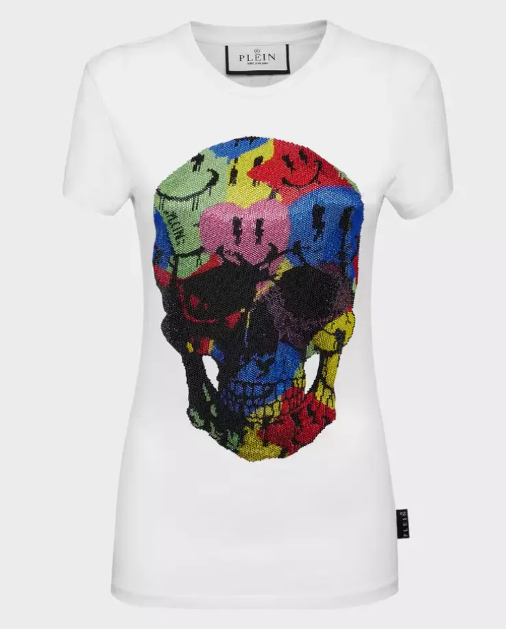 Biały t-shirt z kryształową grafiką Sexy Pure Smile