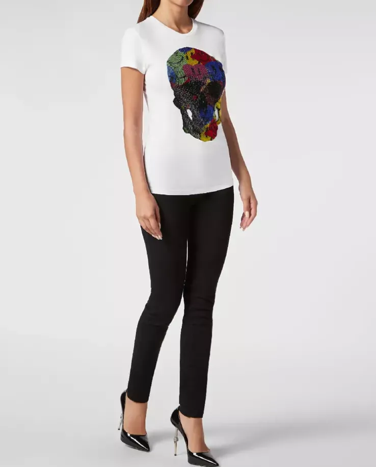 Biały t-shirt z kryształową grafiką Sexy Pure Smile