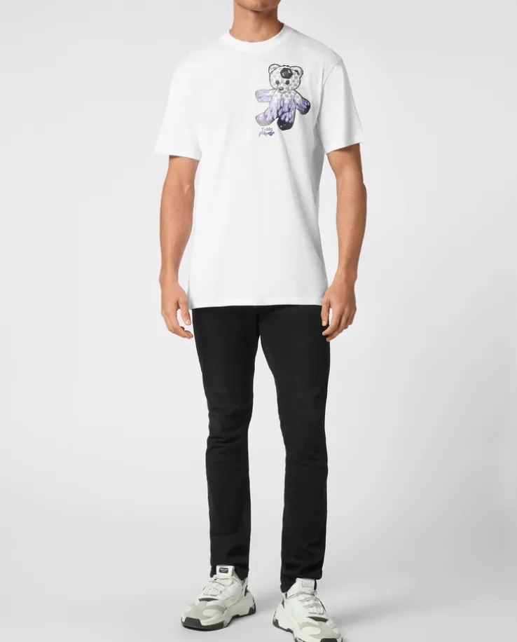 Biały t-shirt z logowanym misiem