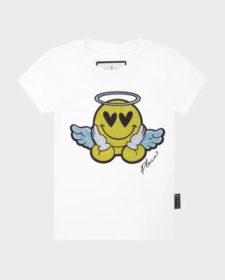 Biały t-shirt z ozdobnym nadrukiem