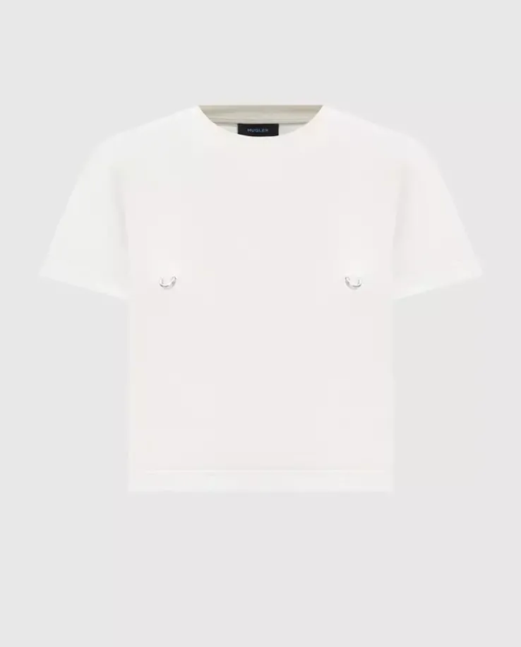 Biały t-shirt ze zdobieniem