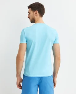 Błękitna bawełniana koszulka Slim Fit
