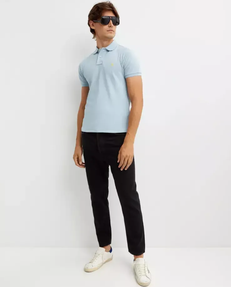 Błękitna koszulka polo Custom Slim Fit
