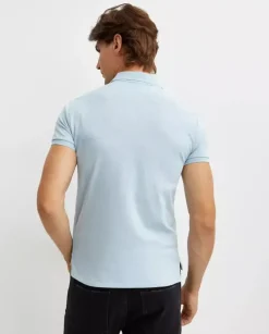Błękitna koszulka polo Custom Slim Fit