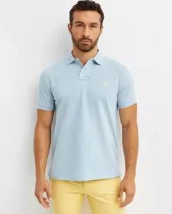 Błękitna koszulka polo Custom Slim Fit