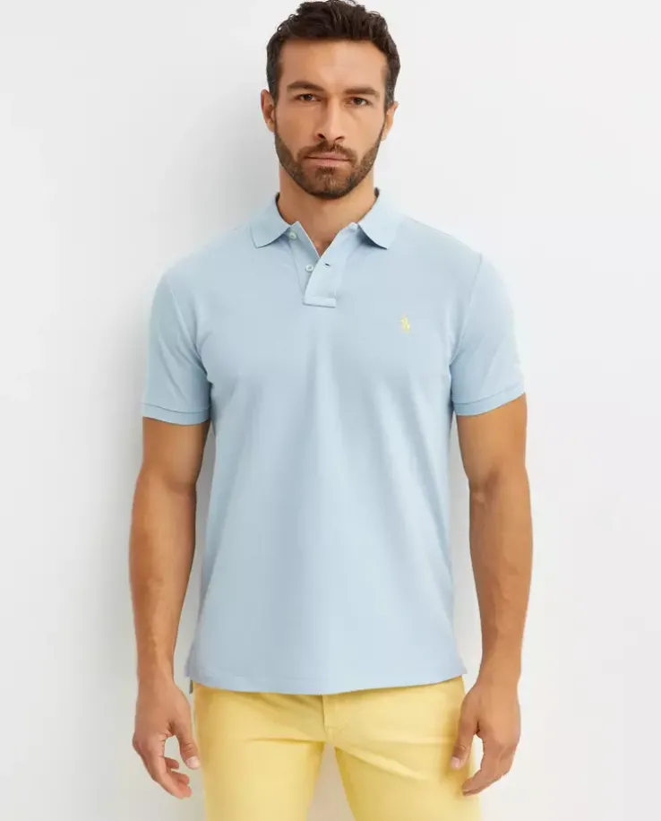 Błękitna koszulka polo Custom Slim Fit