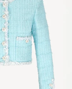 Błękitna marynarka z tkaniny boucle Iriss
