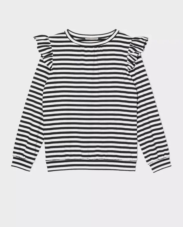 Bluza w paski z falbanami na ramionach