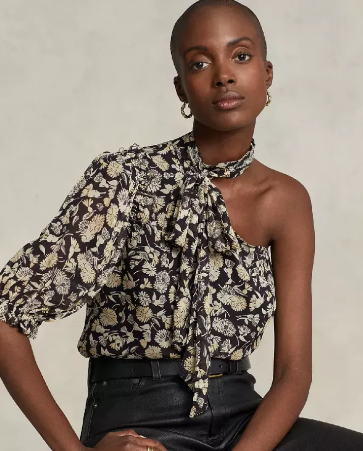 Bluzka na jedno ramię w kwiatki