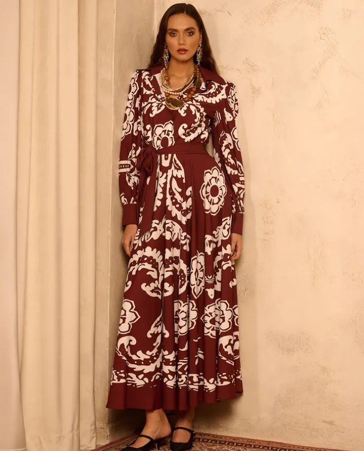 Boho sukienka z printem Santorini