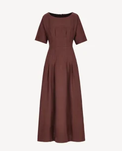 Brązowa sukienka z lnu Cami