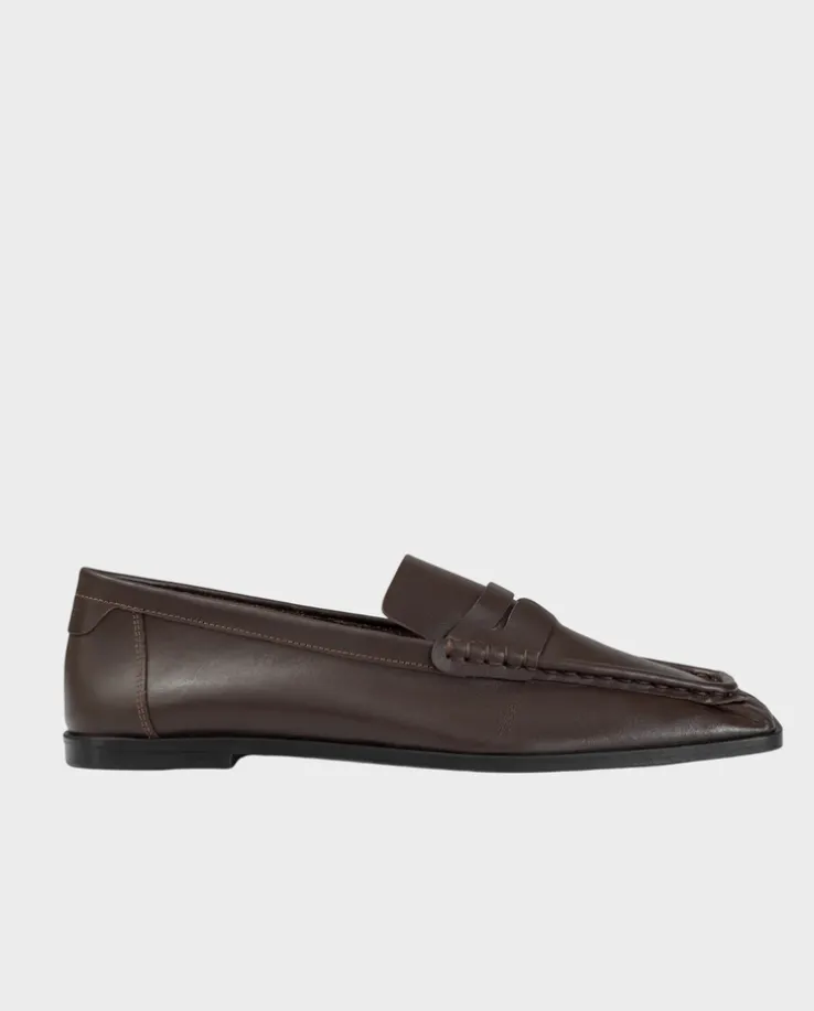 Brązowe skórzane loafersy Rock