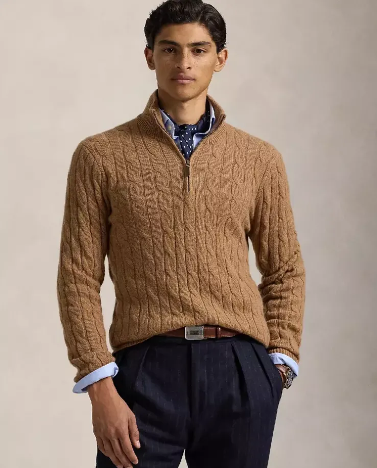 Brązowy sweter z kaszmiru Regular Fit