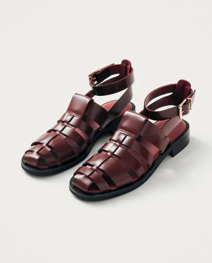 Burgundowe sandały skórzane Perry Sleek