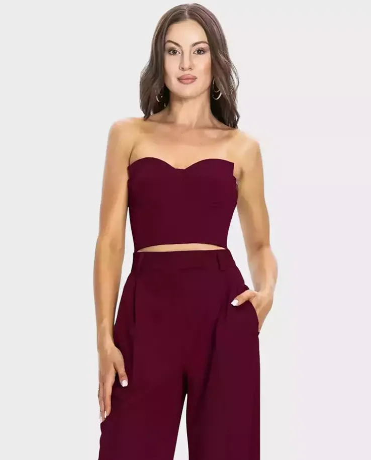 Burgundowy top gorsetowy Sanremo