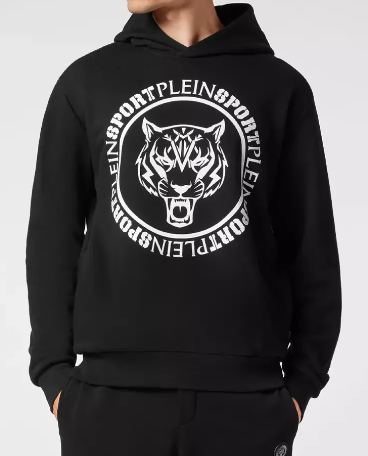 Czarna bluza z kapturem Carbon Tiger