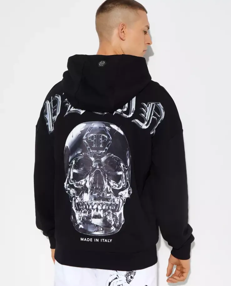 Czarna bluza z kapturem Glass Skull