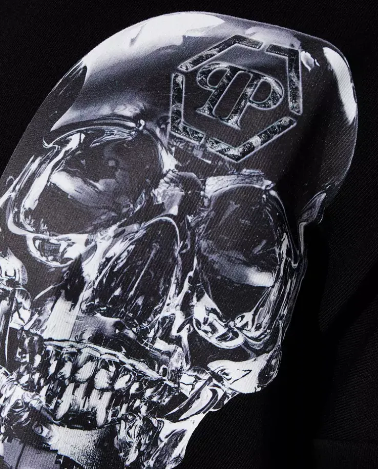 Czarna bluza z kapturem Glass Skull