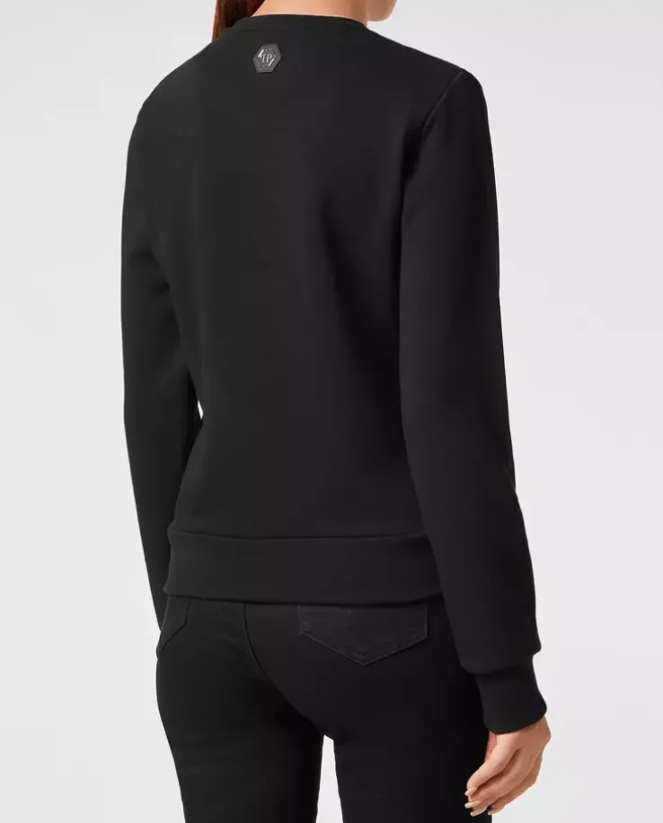 Czarna bluza z kryształową grafiką Teddy Bear