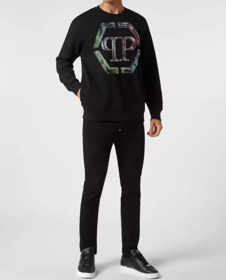 Czarna bluza z monogramem Glass